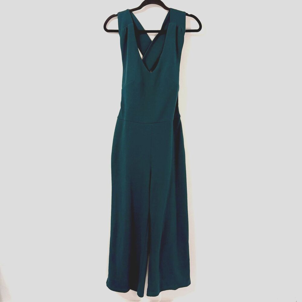 Speechless Dark Teal V-Neck Wide Leg Jumpsuit Sz L